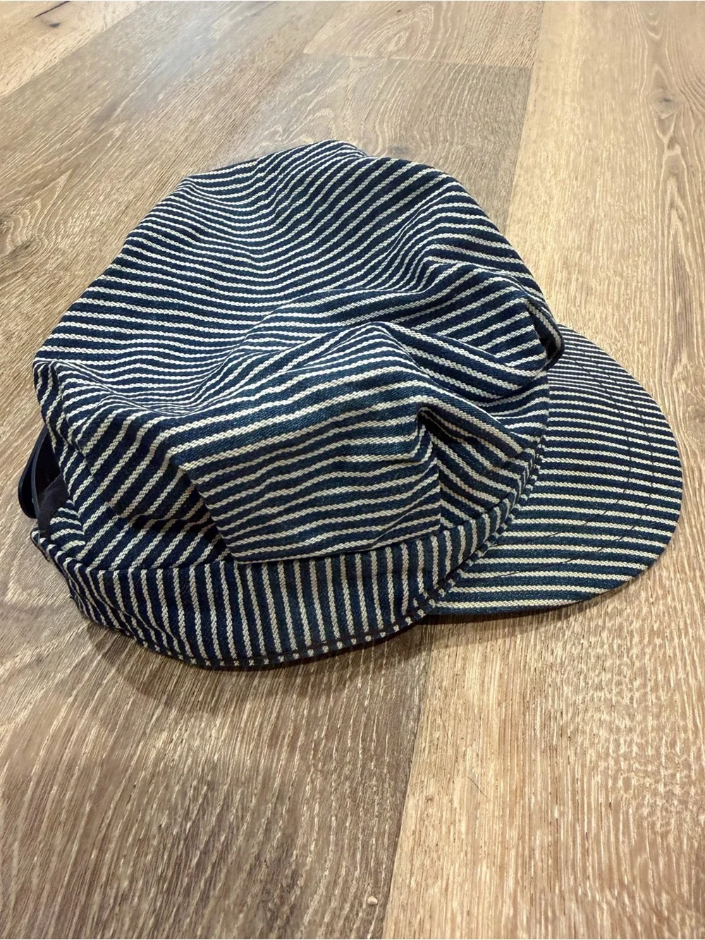 Striped Navy & White Cotton Cadet Cap